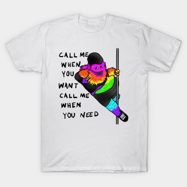 Gritty Rainbow Pride Call Me Pole Dance T-Shirt by JamieWetzel